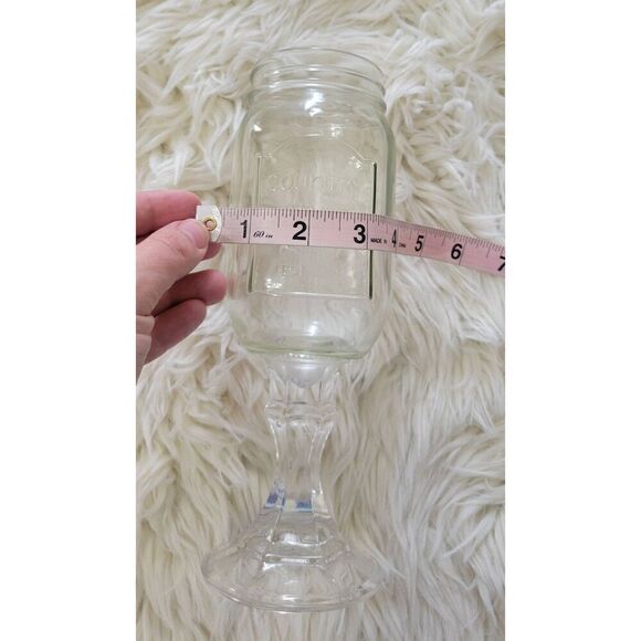 Country Style Qaulity Mason Jar Goblets Wine Glass Clear Pedistal - Picture 6 of 7
